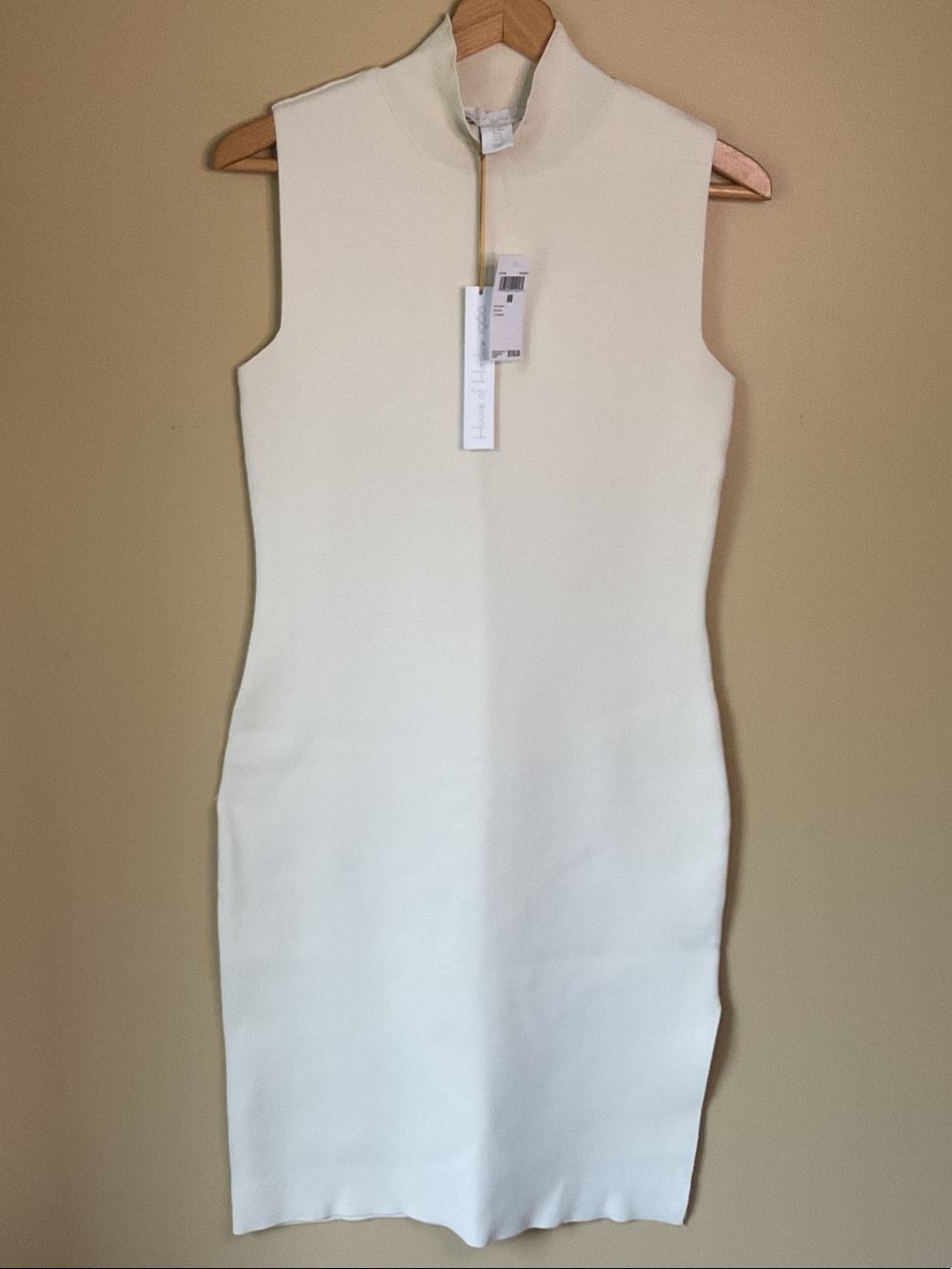 House of Harlow 1960 Sleeveless Cream Mock Neck Midi Dress